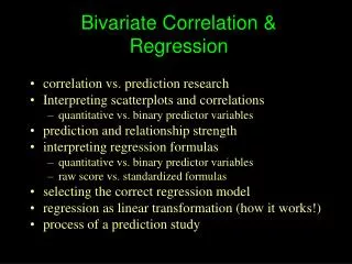 Bivariate Correlation &amp; Regression