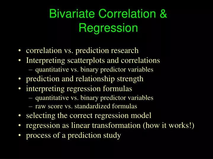 bivariate correlation regression