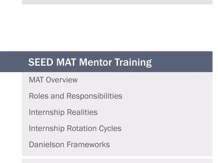 seed mat mentor training
