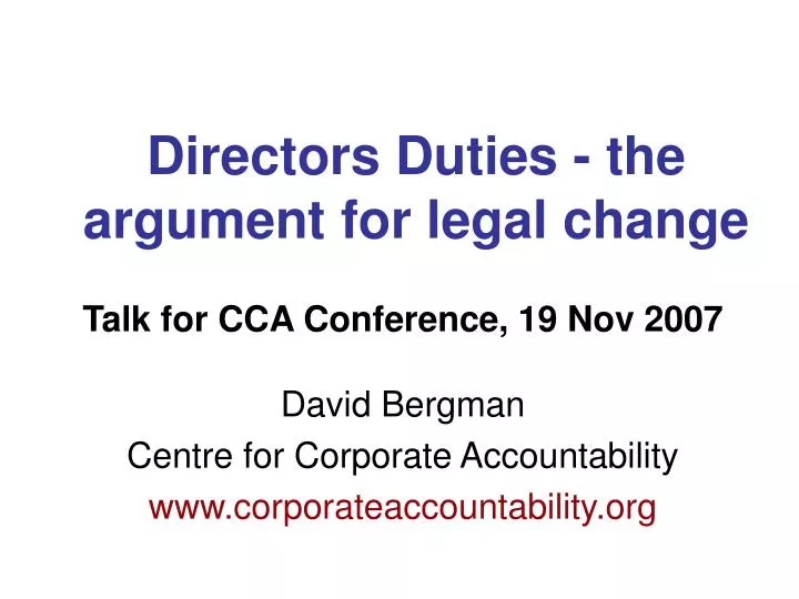 directors duties the argument for legal change