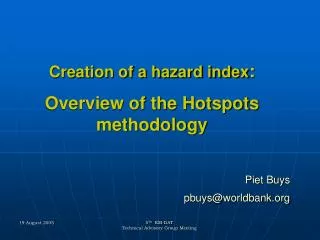 Creation of a hazard index : Overview of the Hotspots methodology