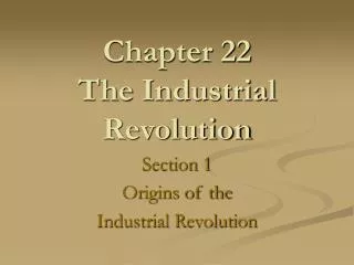 Chapter 22 The Industrial Revolution