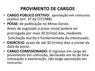 provimento de cargos