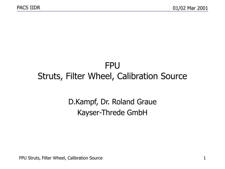 fpu struts filter wheel calibration source