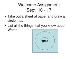 Welcome Assignment Sept. 10 - 17