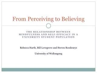 From Perceiving to Believing