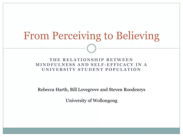 from perceiving to believing