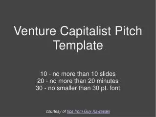 Venture Capitalist Pitch Template