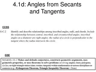 4.1d: Angles from Secants and Tangents