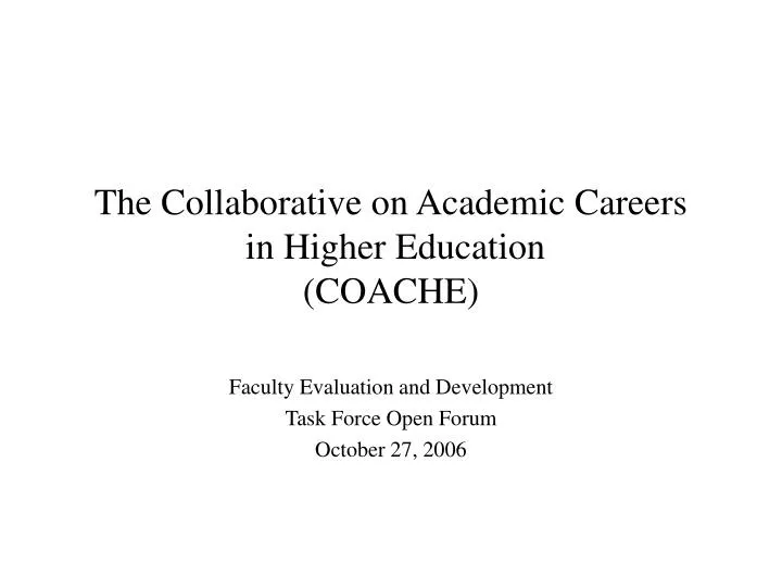 the collaborative on academic careers in higher education coache
