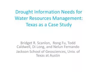 Drought Information Needs for Water Resources Management: Texas as a Case Study