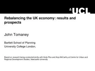 Rebalancing the UK economy: results and prospects