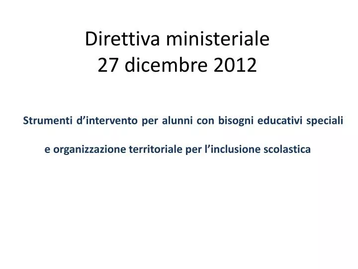direttiva ministeriale 27 dicembre 2012