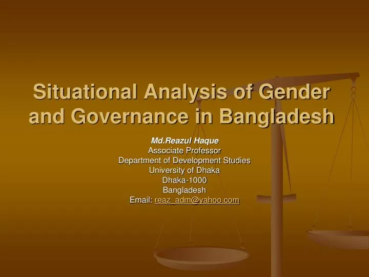 situational analysis of gender and governance in bangladesh