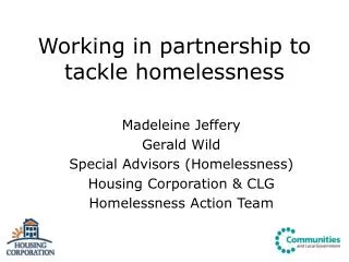 Working in partnership to tackle homelessness