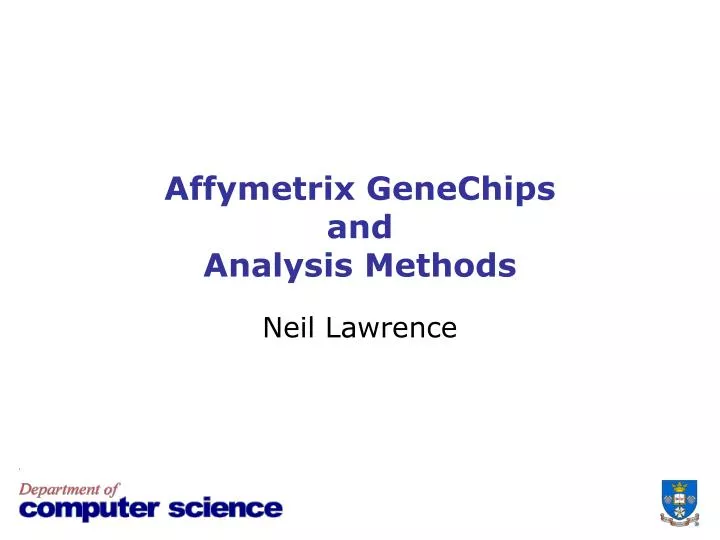 affymetrix genechips and analysis methods