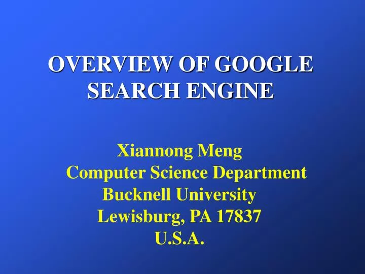 overview of google search engine