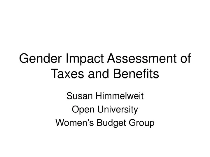 gender impact assessment of taxes and benefits