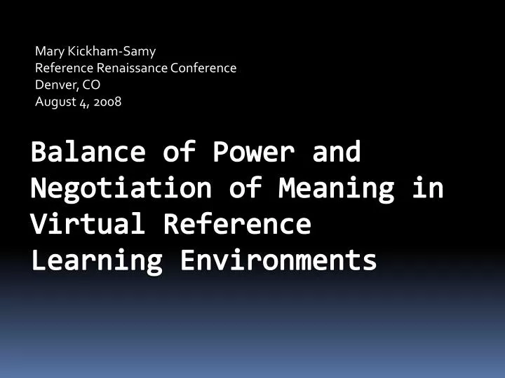 mary kickham samy reference renaissance conference denver co august 4 2008