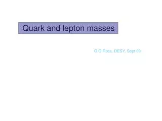 Quark and lepton masses