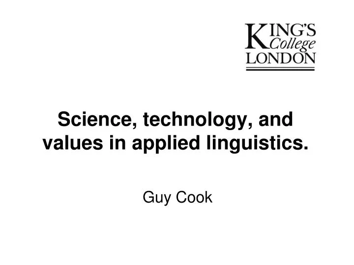 science technology and values in applied linguistics