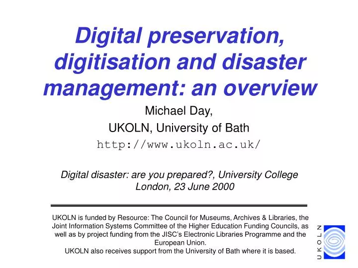 digital preservation digitisation and disaster management an overview