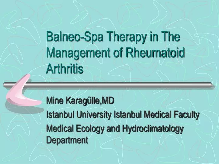 balneo spa therapy in the management of rheumatoid arthritis