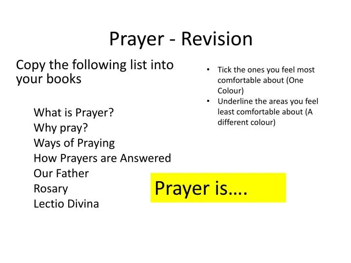 prayer revision