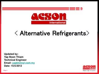 &lt; Alternative Refrigerants &gt;