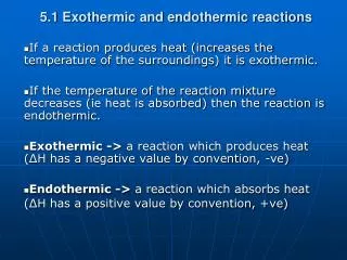 5.1 Exothermic and endothermic reactions