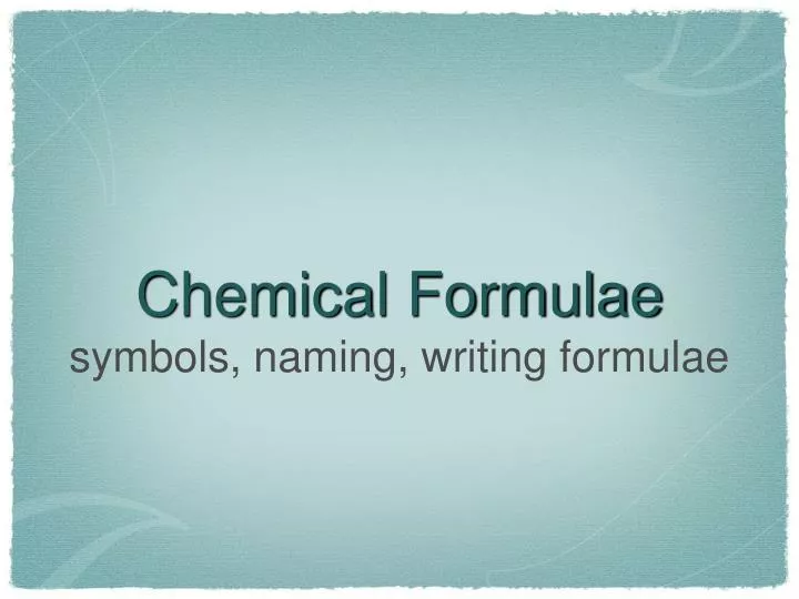 chemical formulae