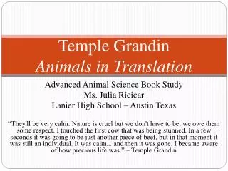 Temple Grandin Animals in Translation