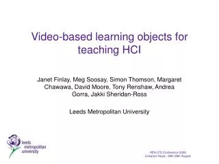 Video-based learning objects for teaching HCI