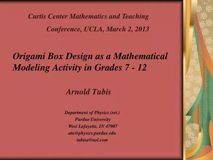 origami box design as a mathematical modeling activity in grades 7 12