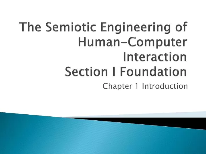the semiotic engineering of human computer interaction section i foundation
