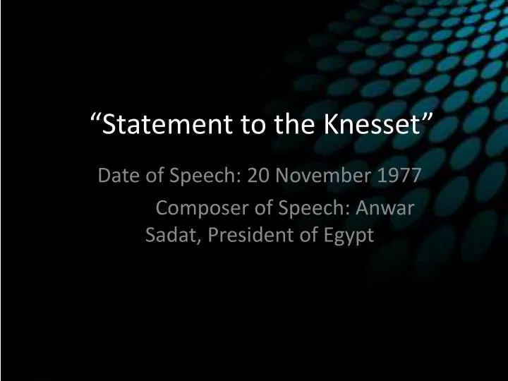 statement to the knesset