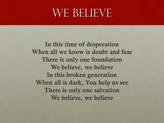 WE Believe