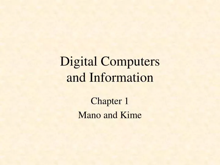 digital computers and information