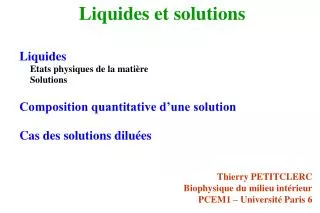 liquides et solutions