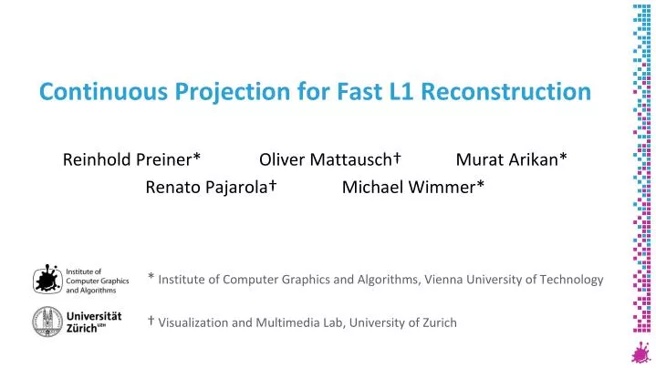 continuous projection for fast l1 reconstruction