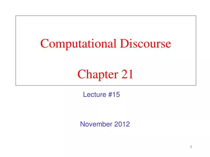 computational discourse chapter 21