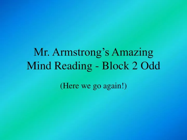 mr armstrong s amazing mind reading block 2 odd
