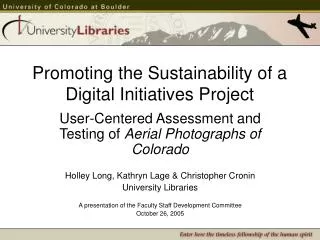 Promoting the Sustainability of a Digital Initiatives Project
