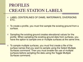 PROFILES CREATE STATION LABELS