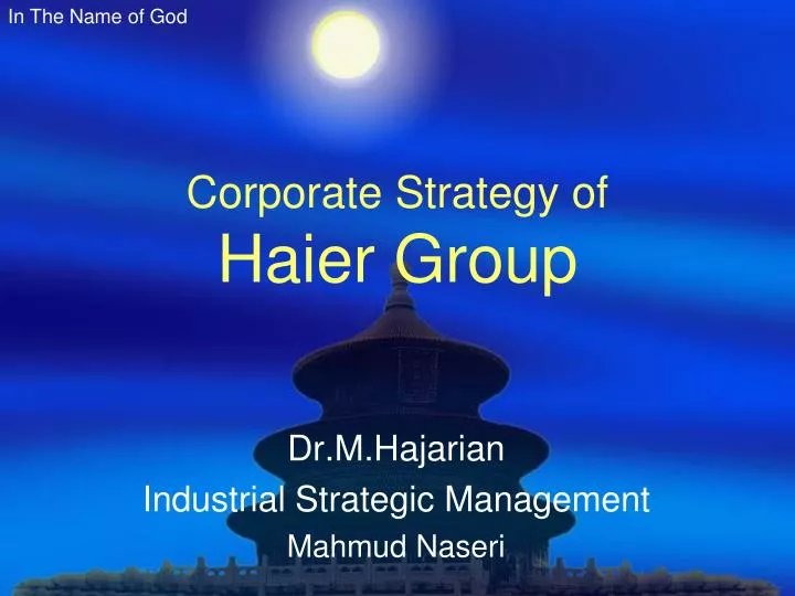 corporate strategy of haier group