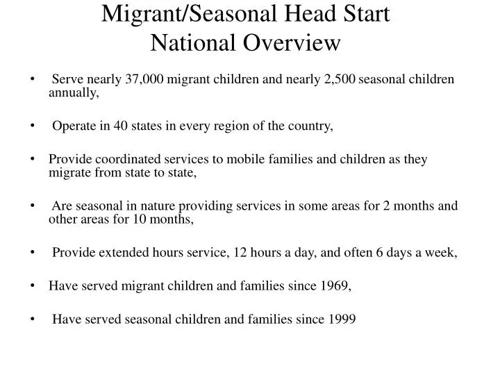 migrant seasonal head start national overview