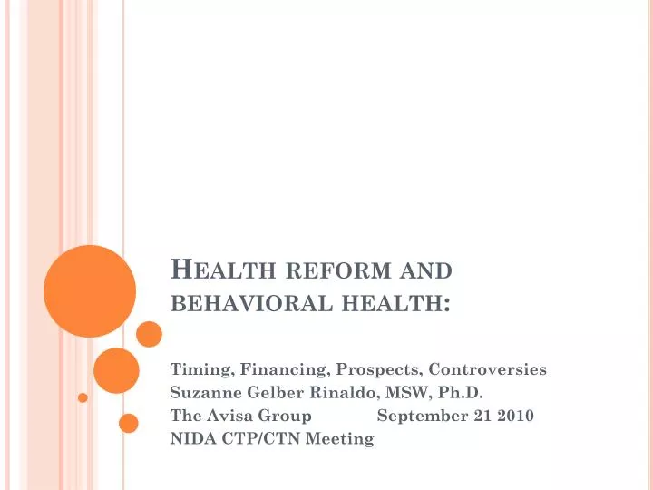 health reform and behavioral health