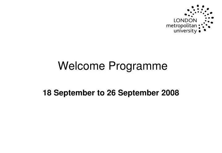 welcome programme