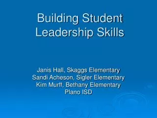 Building Student Leadership Skills