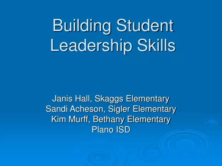 building student leadership skills